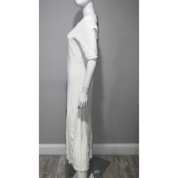 Elie Tahari White Robin Pearl Embellished Midi Sweater Dress Size Large - Picture 11 of 13